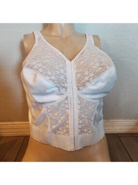 exquisite form longline bra 48D White Wireless Unlined Front Close